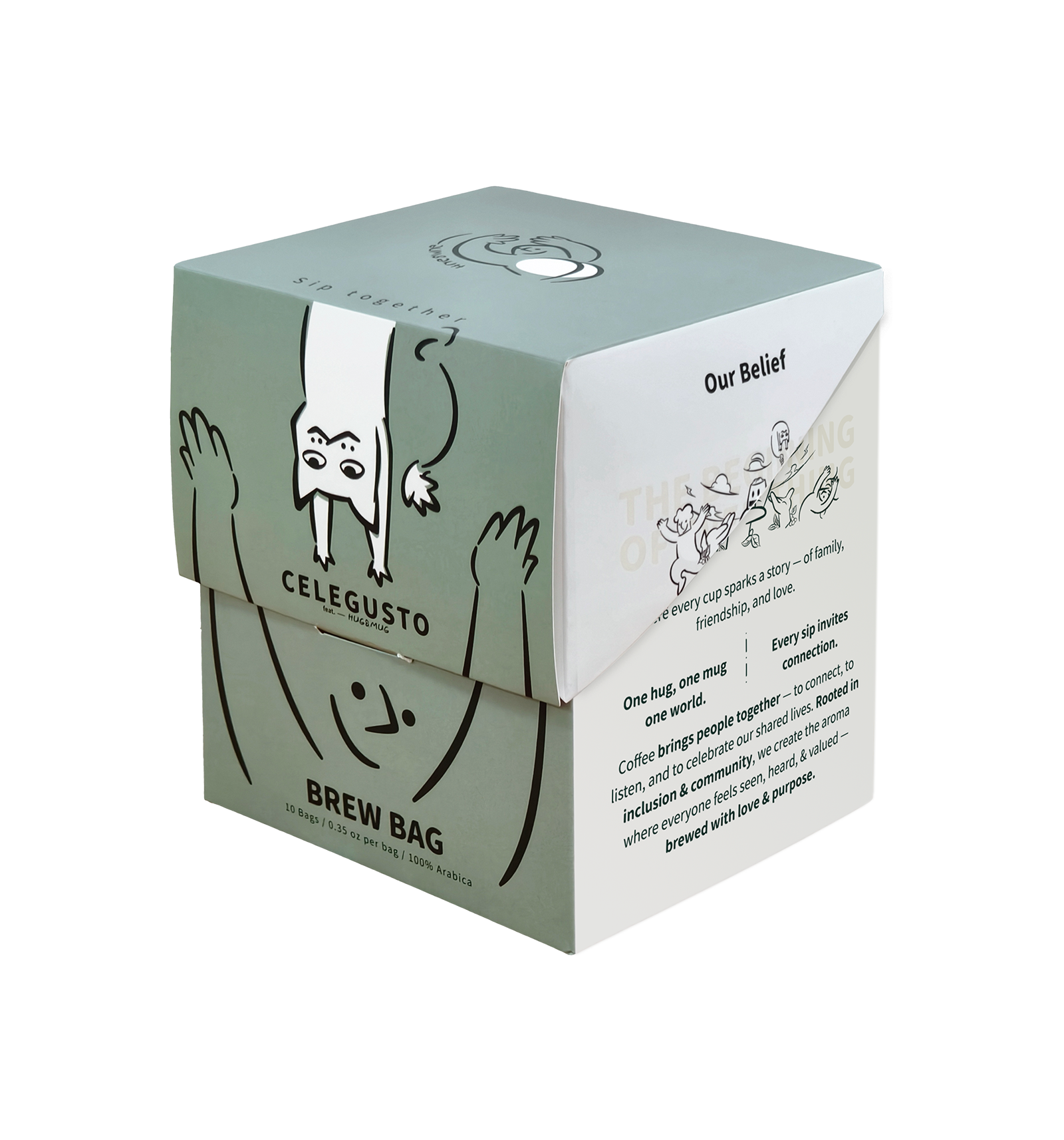Hug&Mug Single-Serve Brew Coffee Bags –  Single-Origin Medium Roast Arabica Coffee